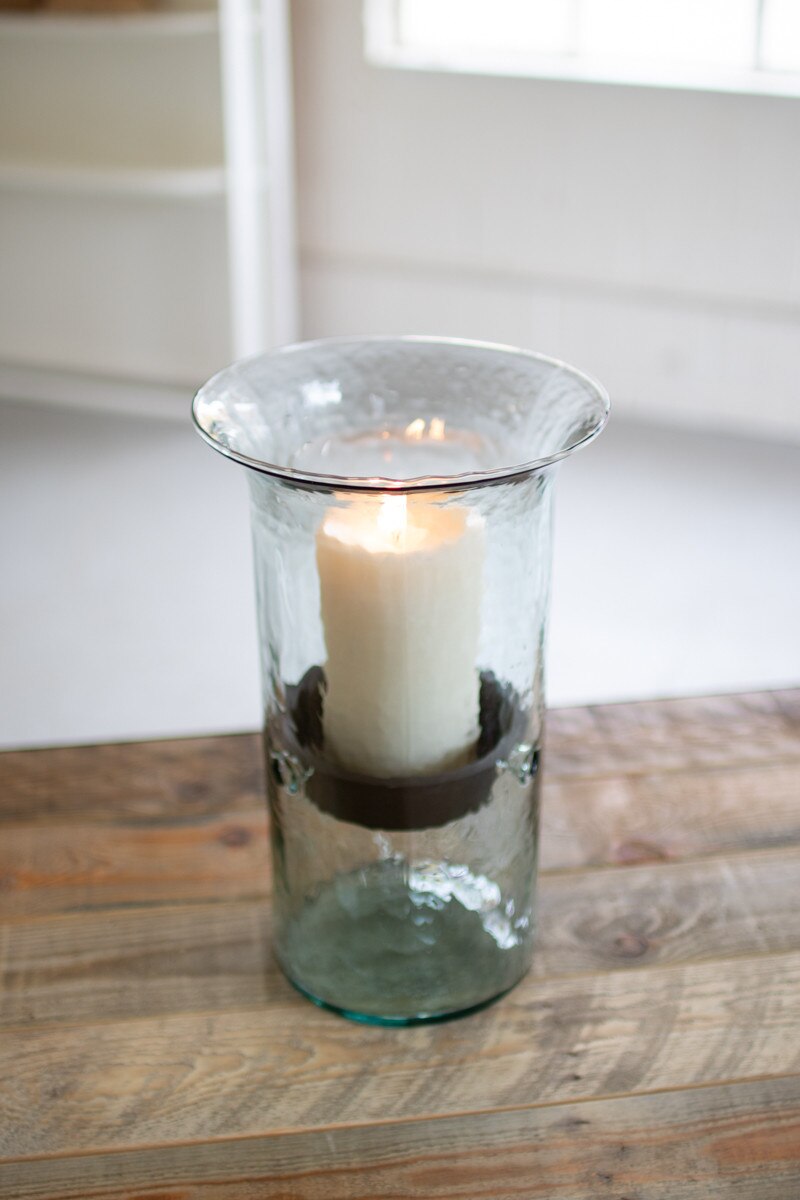 Medium Original Glass Candle Cylinder with Rustic Insert