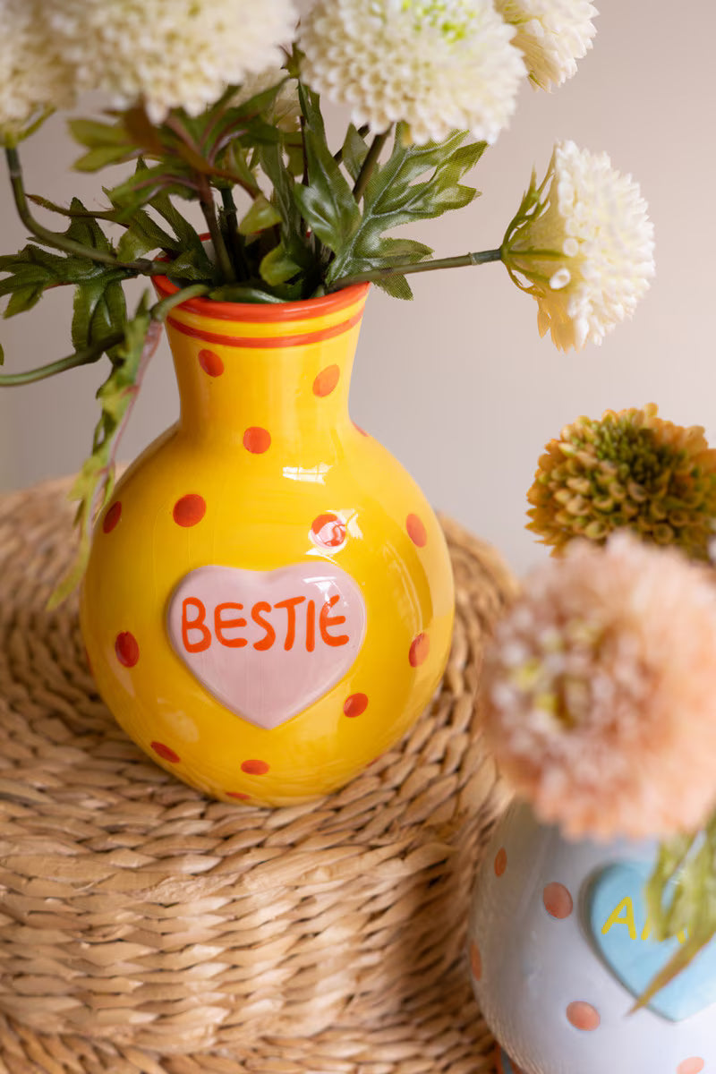 Set of 5 Ceramic Hearts with Words Vases