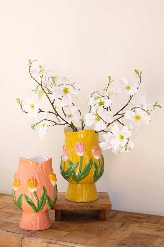 Set of 2 Ceramic Tulip Vases
