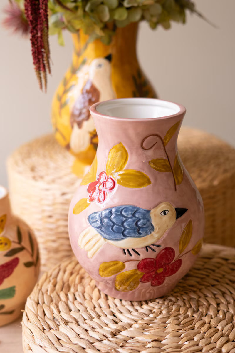 Set of 3 Ceramic Bird Vases