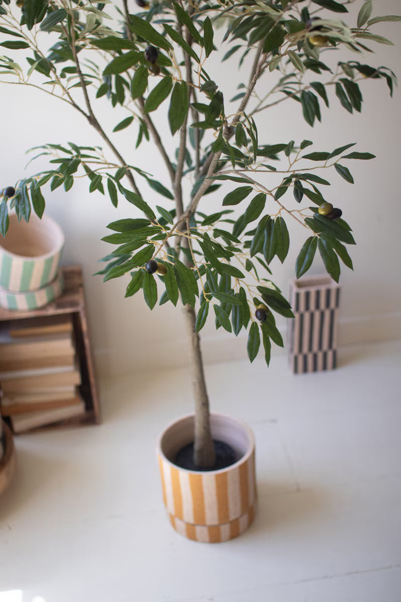 Tall Artificial Olive Tree in a Black Plastic Pot