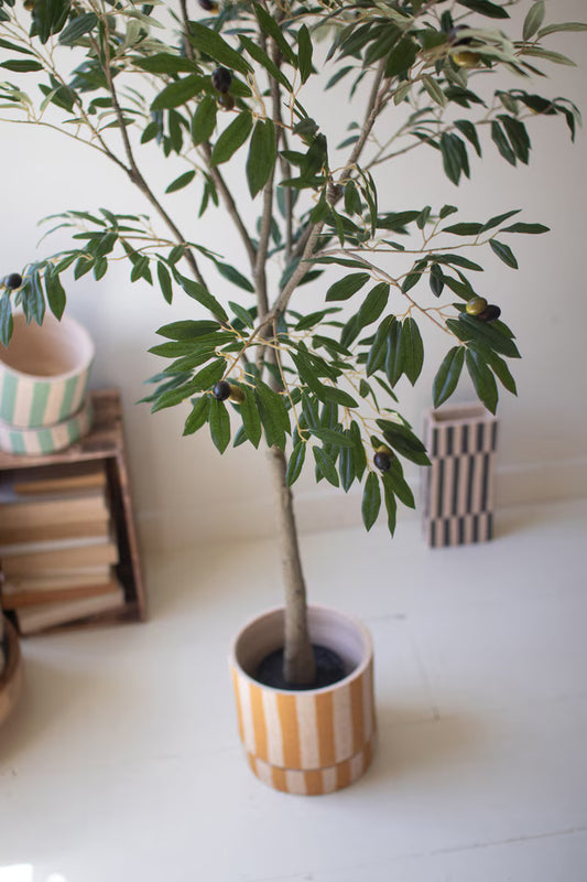 Tall Artificial Olive Tree in a Black Plastic Pot