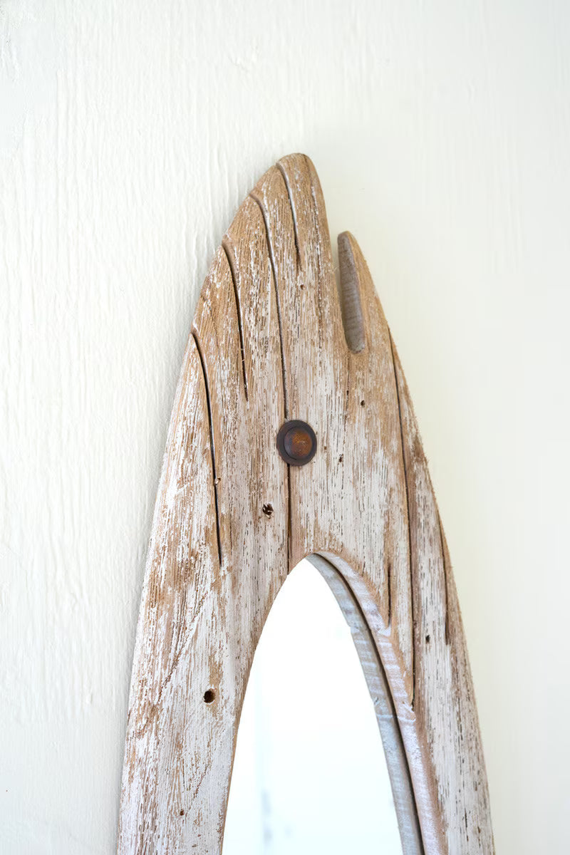 Carved Wooden Fish Mirror