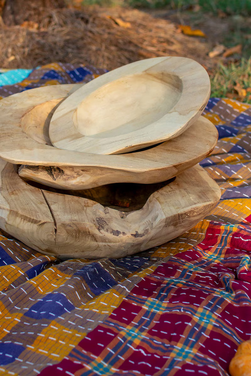 Set of 3 Rustic Teakwood Bowls