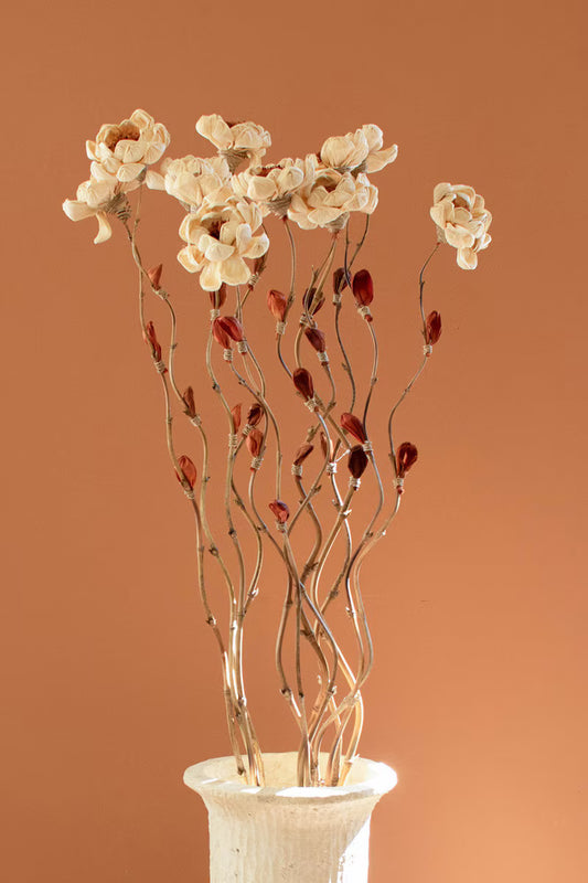 Magnolia Set of 12 Cornhusk Botanicals on a Bamboo Stem