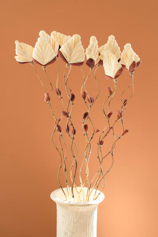 Fan Set of 12 Cornhusk Botanicals on a Bamboo Stem