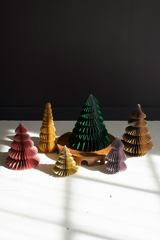 Set of 6 Jewel Tone Paper Accordian Christmas Trees
