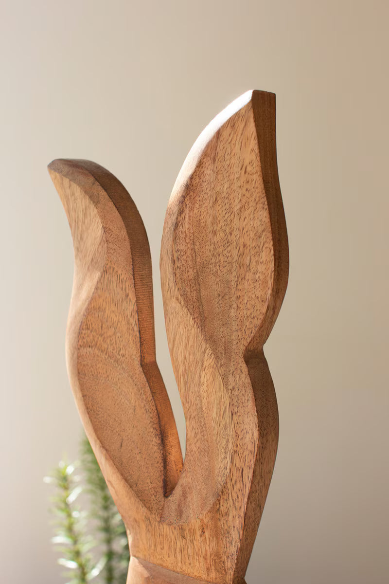 Tall Carved Wood Rabbit on a Base