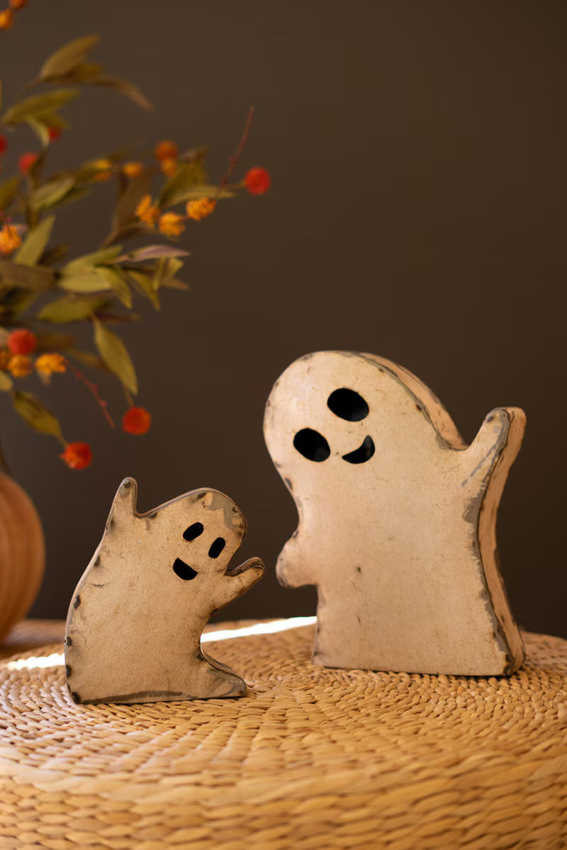 Set of 2 Recycled Iron Halloween Ghosts