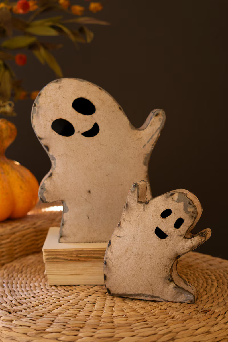 Set of 2 Recycled Iron Halloween Ghosts