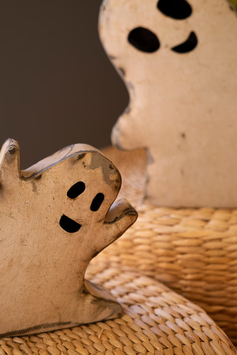 Set of 2 Recycled Iron Halloween Ghosts