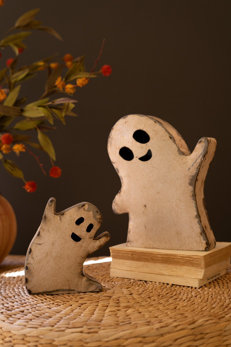 Set of 2 Recycled Iron Halloween Ghosts