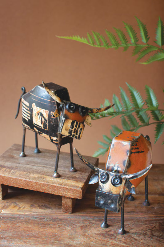 Set of 2 Recycled Iron Steers