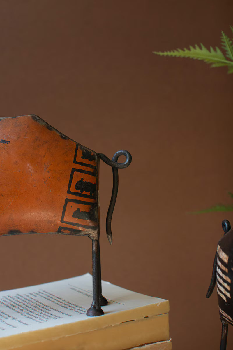 Set of 2 Recycled Iron Steers