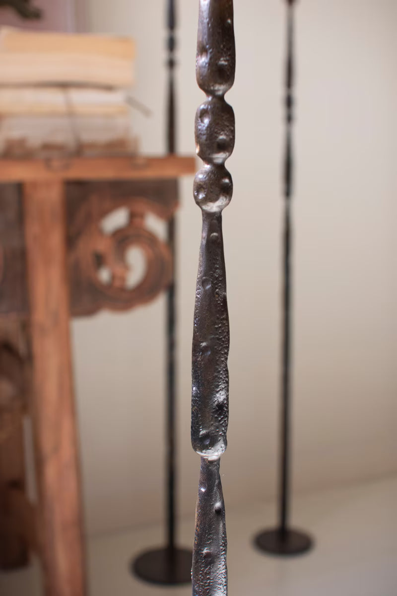 Set of 3 Tall Forged-Iron Taper Candle Holders