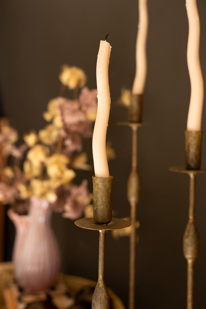 Set of 3 Forged-Iron Taper Candle Holders