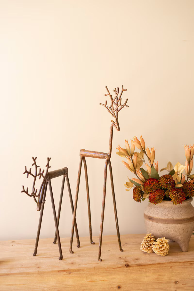 Set of 2 Forged-Iron Deer