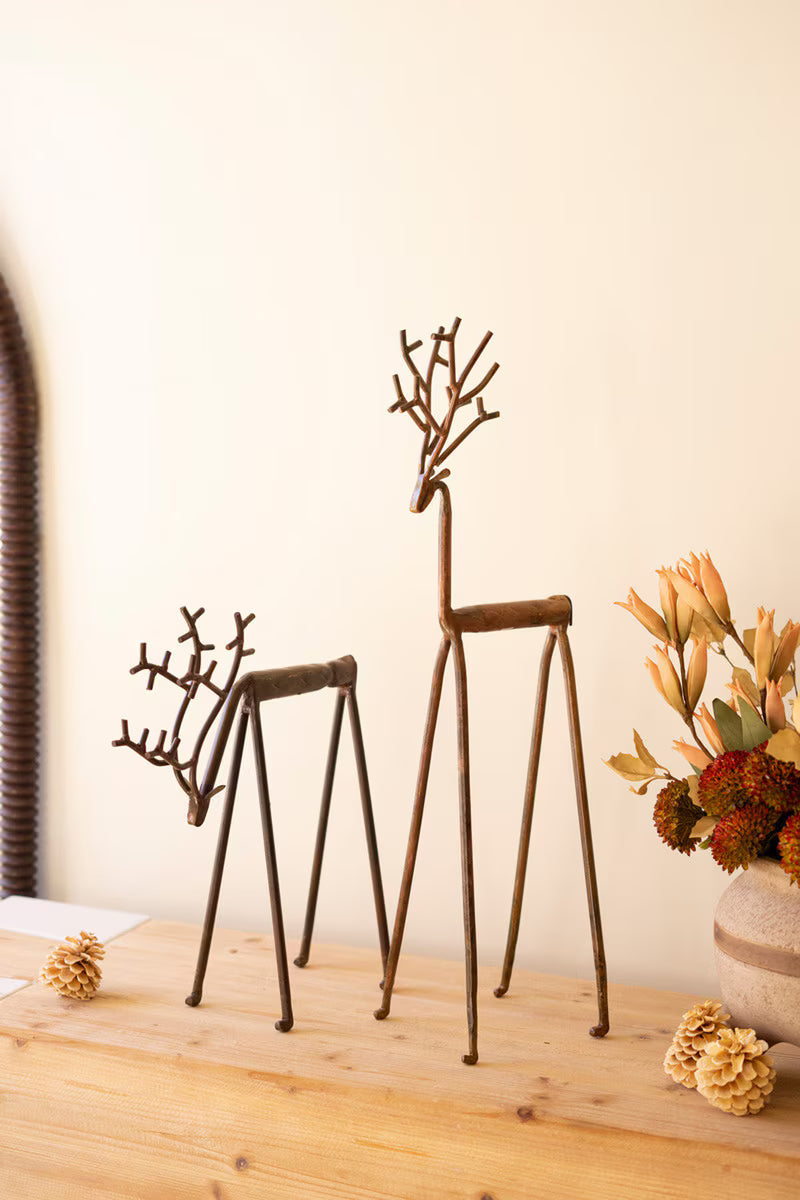 Set of 2 Forged-Iron Deer
