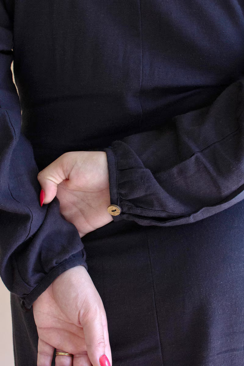 Tie Detail Long-Sleeve Dress with Front