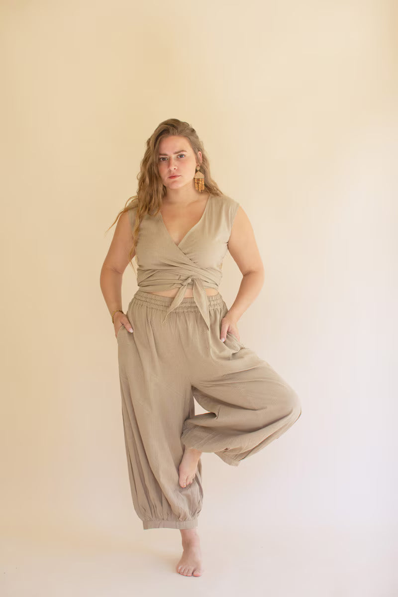 Oatmeal Drawstring Balloon Pant