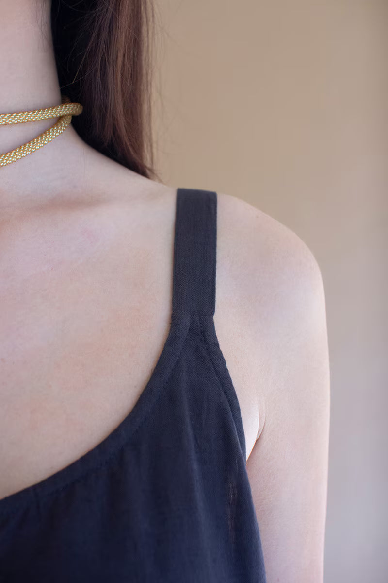 Adjustable Strap Flowy Jumper with Button Detail