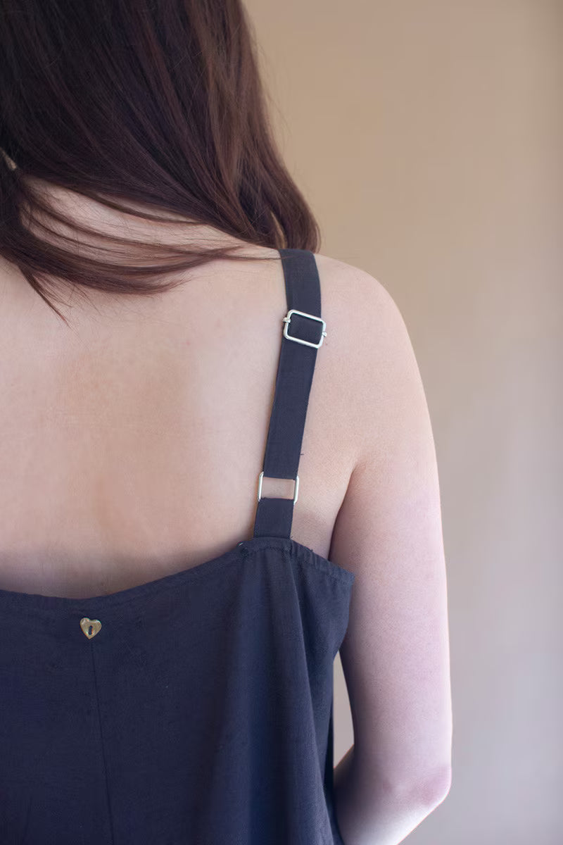 Adjustable Strap Flowy Jumper with Button Detail