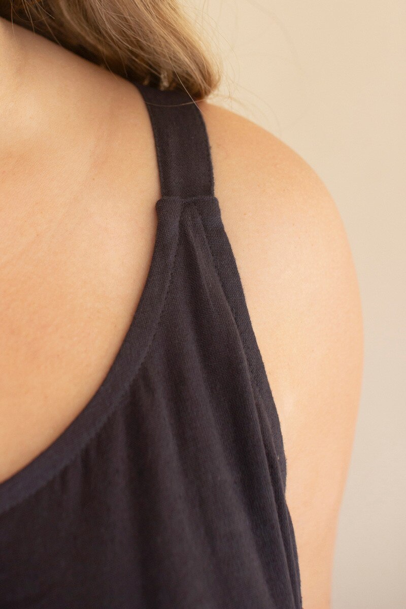 Adjustable Strap Flowy Jumper with Button Detail