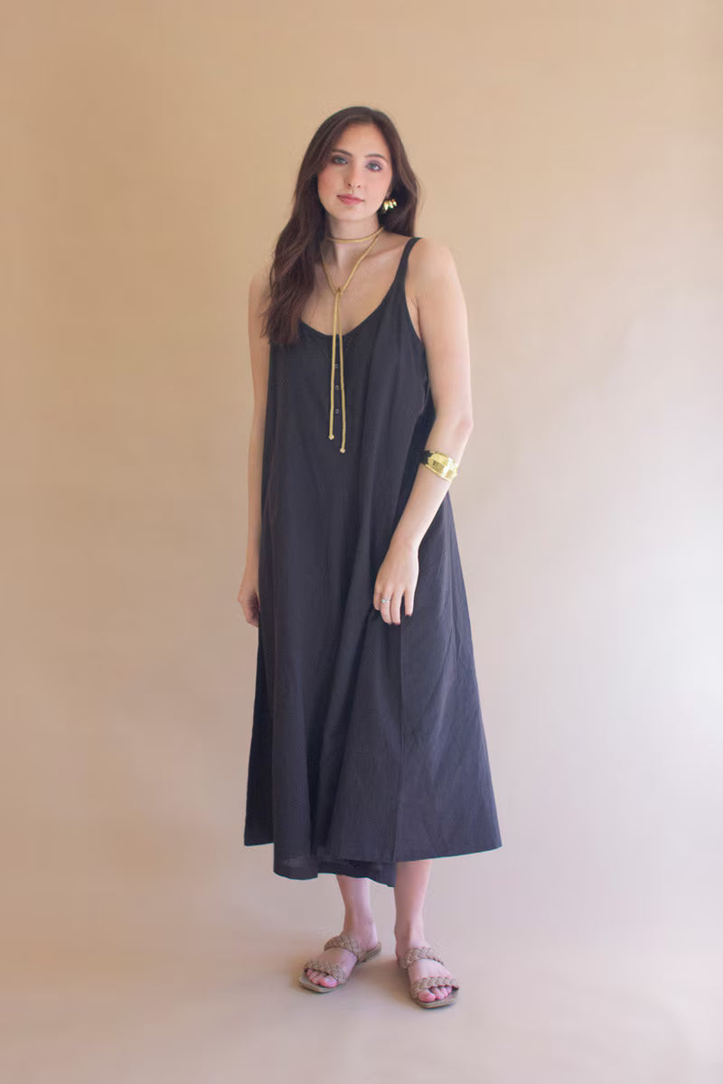 Adjustable Strap Flowy Jumper with Button Detail