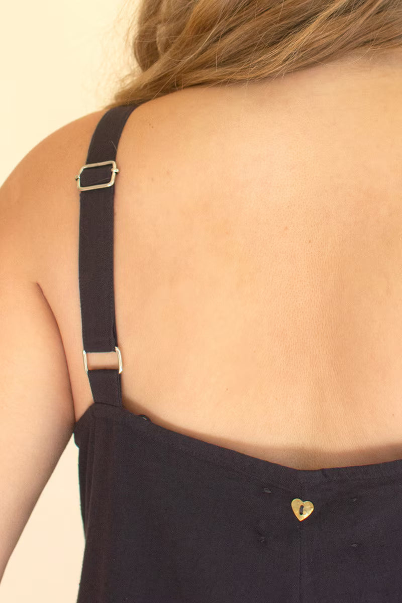 Adjustable Strap Flowy Jumper with Button Detail