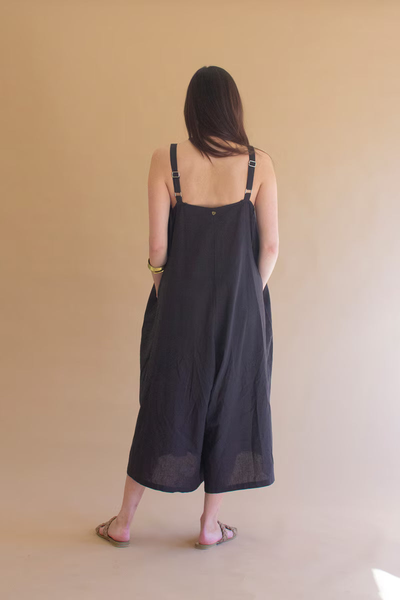 Adjustable Strap Flowy Jumper with Button Detail