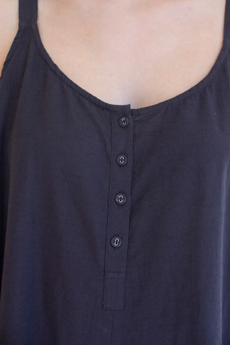 Adjustable Strap Flowy Jumper with Button Detail