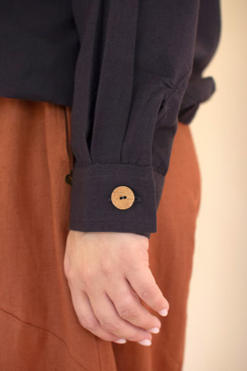 Midnight Lightweight Button-Front Bomber Jacket with Front Pockets