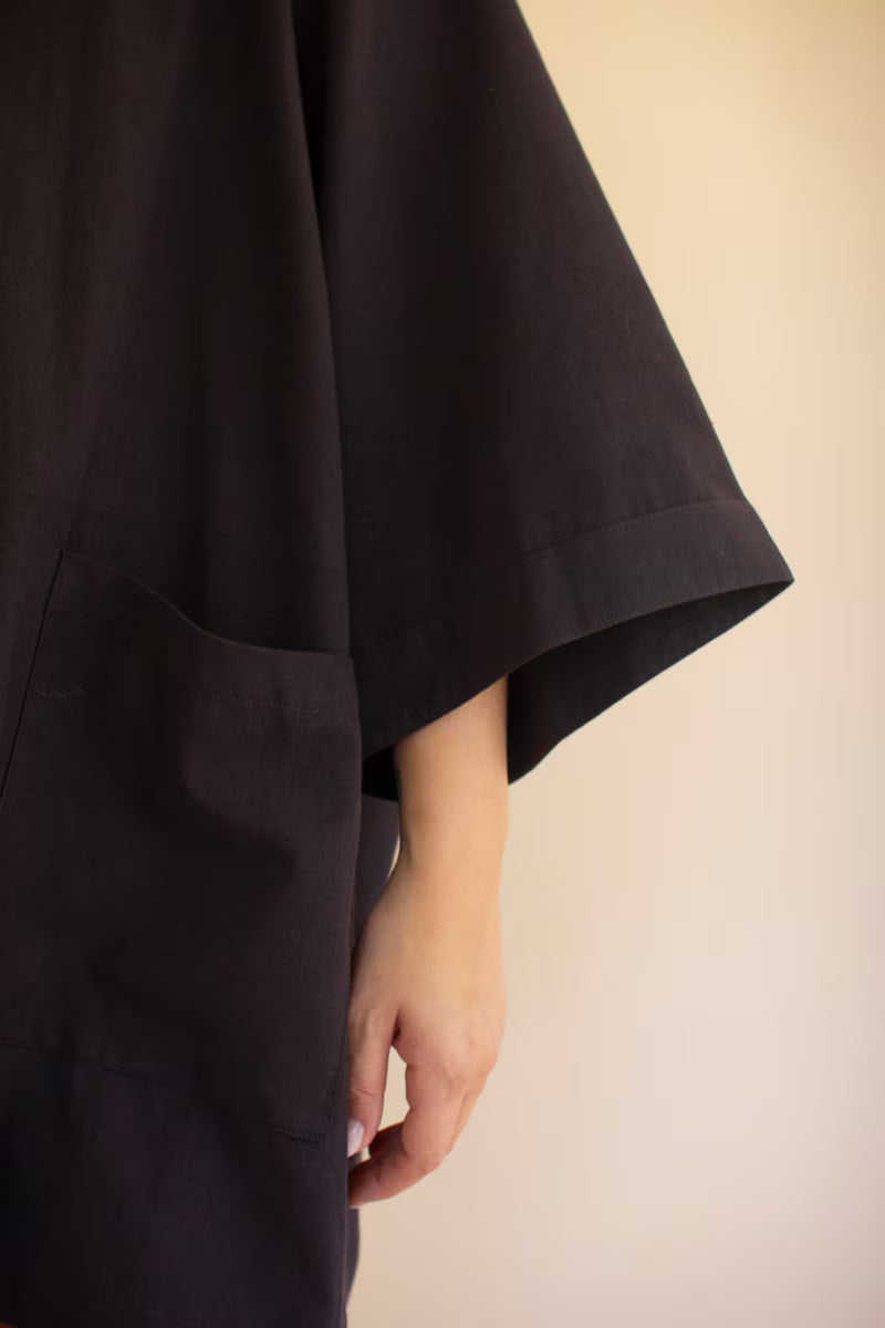 Midnight Short Kimono with Front Pockets