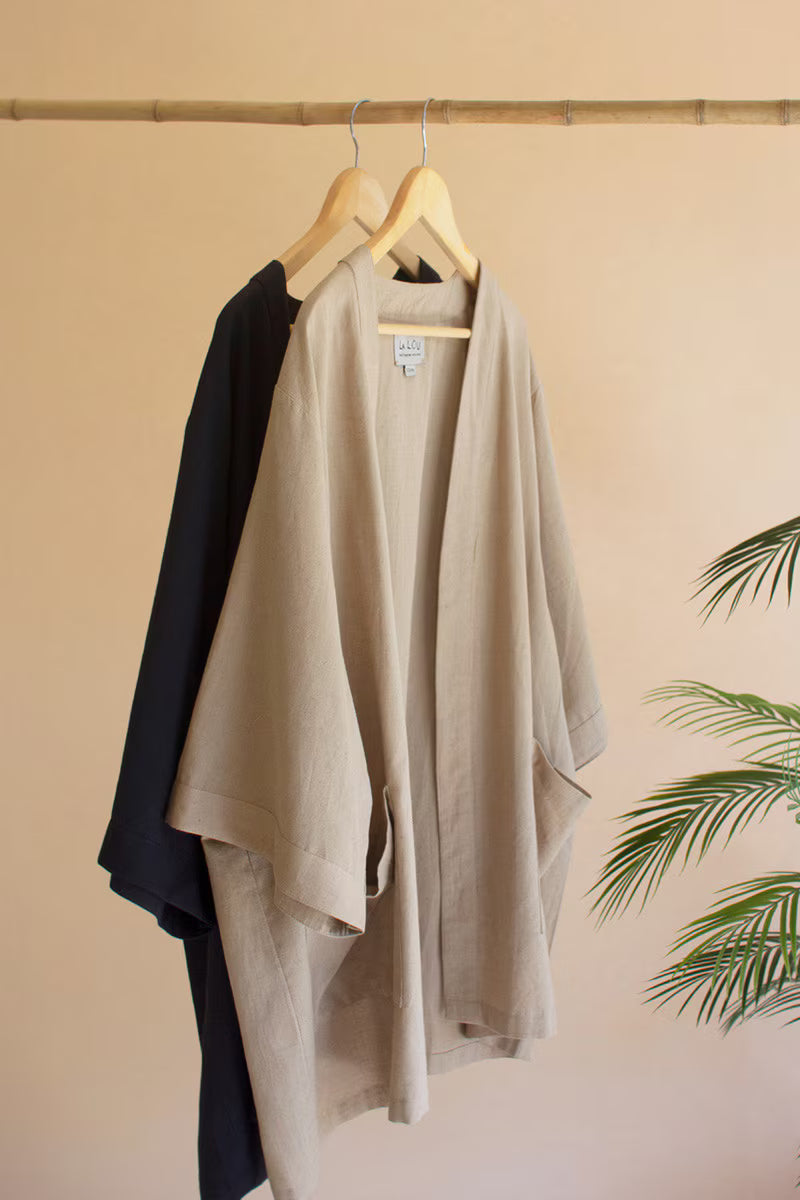 Midnight Short Kimono with Front Pockets