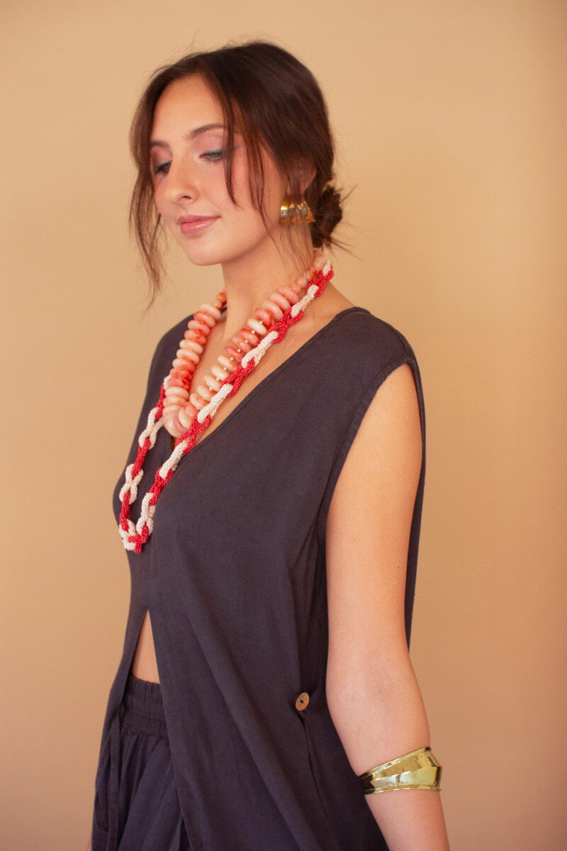 Midnight Sleeveless Split-Front Tunic