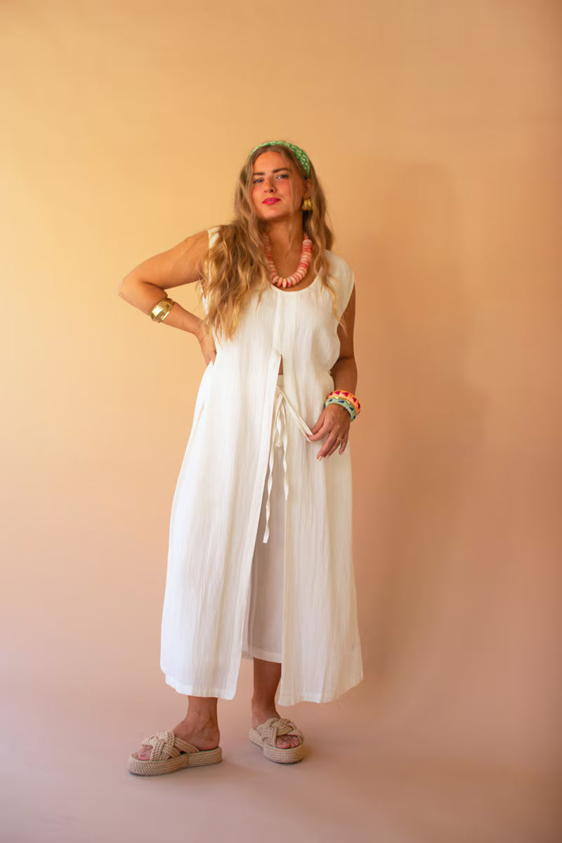 Cotton Elastic and Button Closure Waist Pant