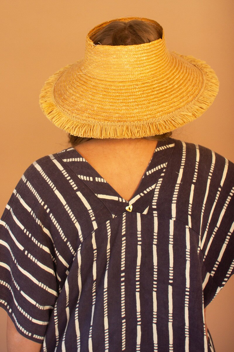 Striped Kaftan with Button Detail