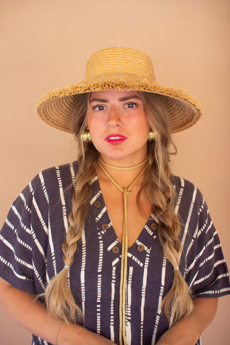 Striped Kaftan with Button Detail