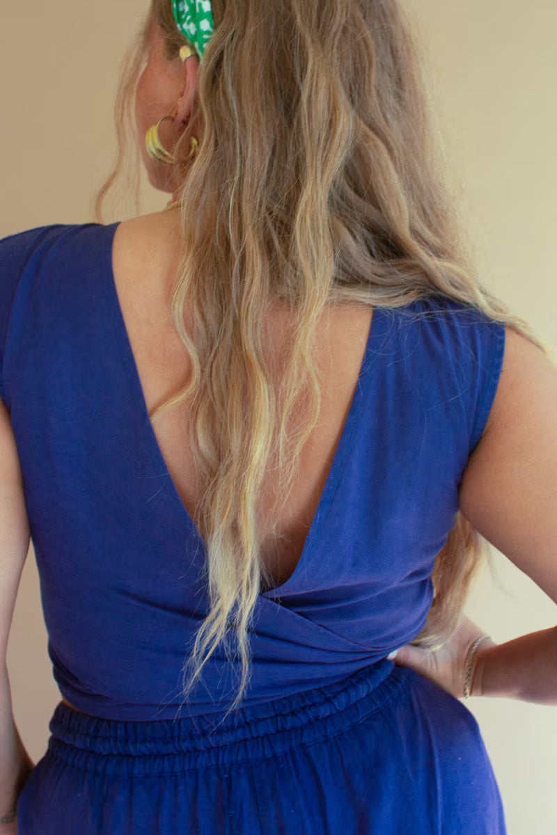 Blueberry Convertible Wrap Blouse