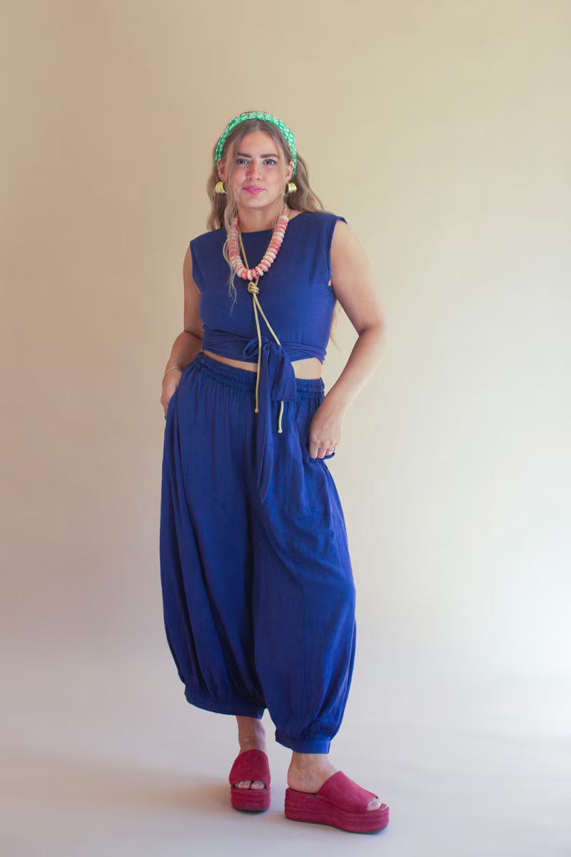 Blueberry Convertible Wrap Blouse
