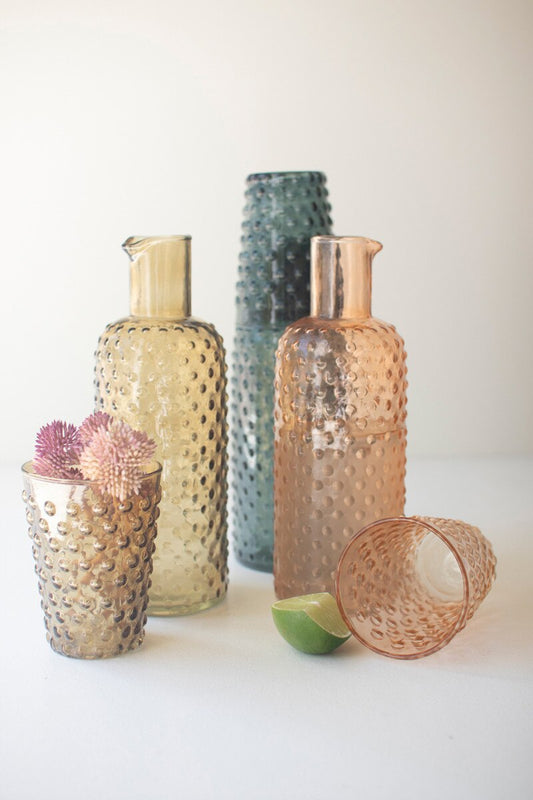 Set of 3 Bubble Glass Carafes with Tumbler