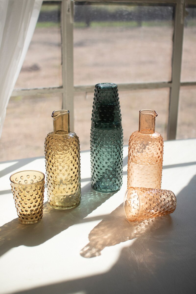 Set of 3 Bubble Glass Carafes with Tumbler