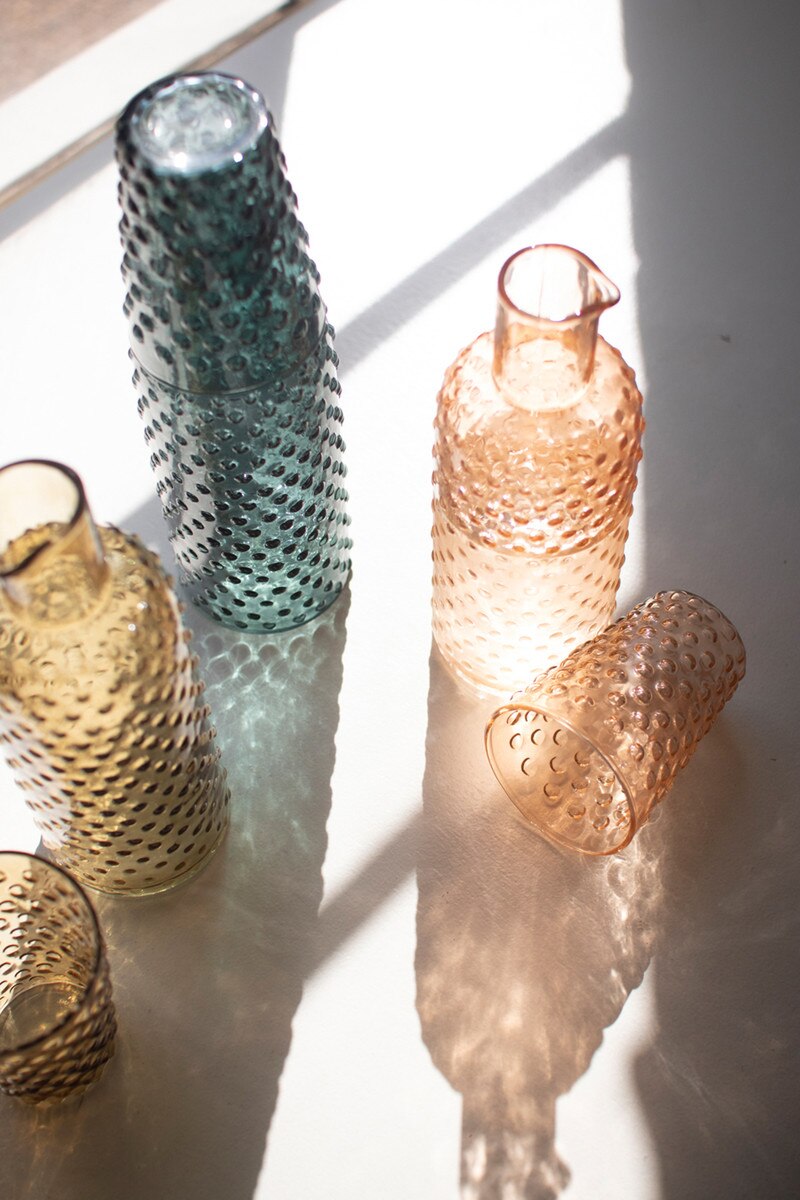 Set of 3 Bubble Glass Carafes with Tumbler