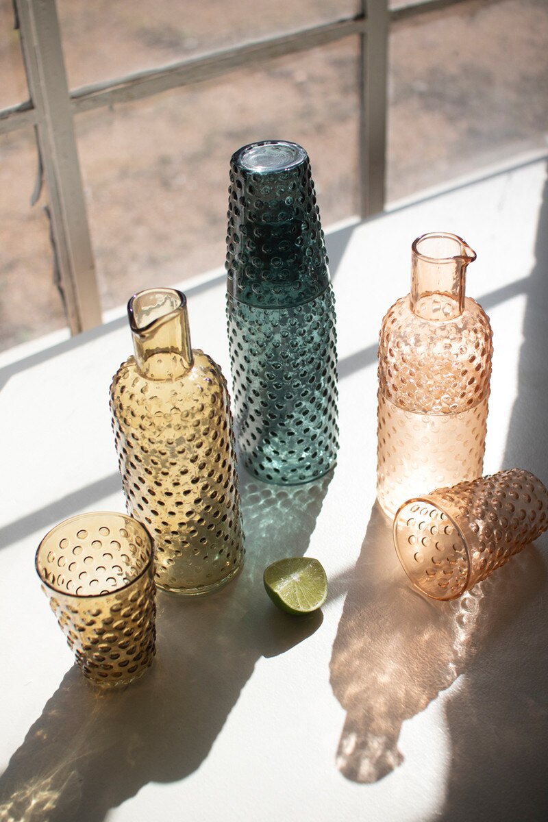 Set of 3 Bubble Glass Carafes with Tumbler
