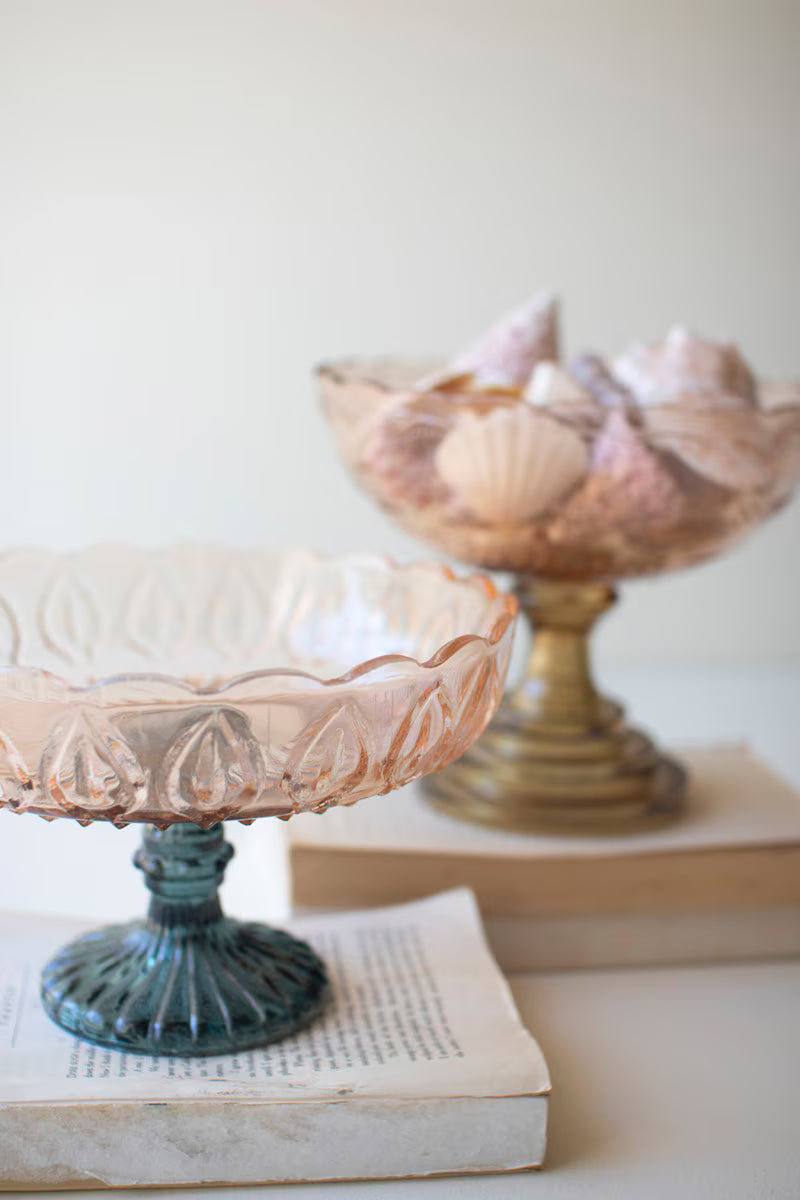 Set of 2 Glass Compotes
