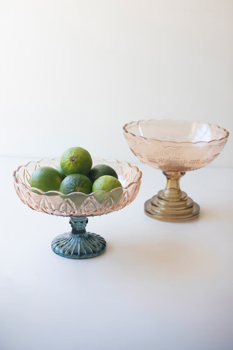 Set of 2 Glass Compotes