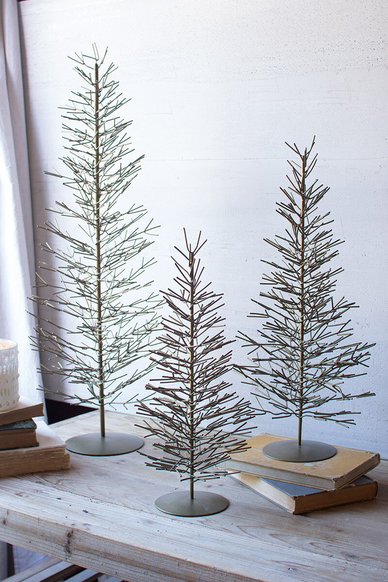 Set of 3 Antique Brass Wire Trees
