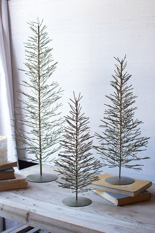 Set of 3 Antique Brass Wire Trees