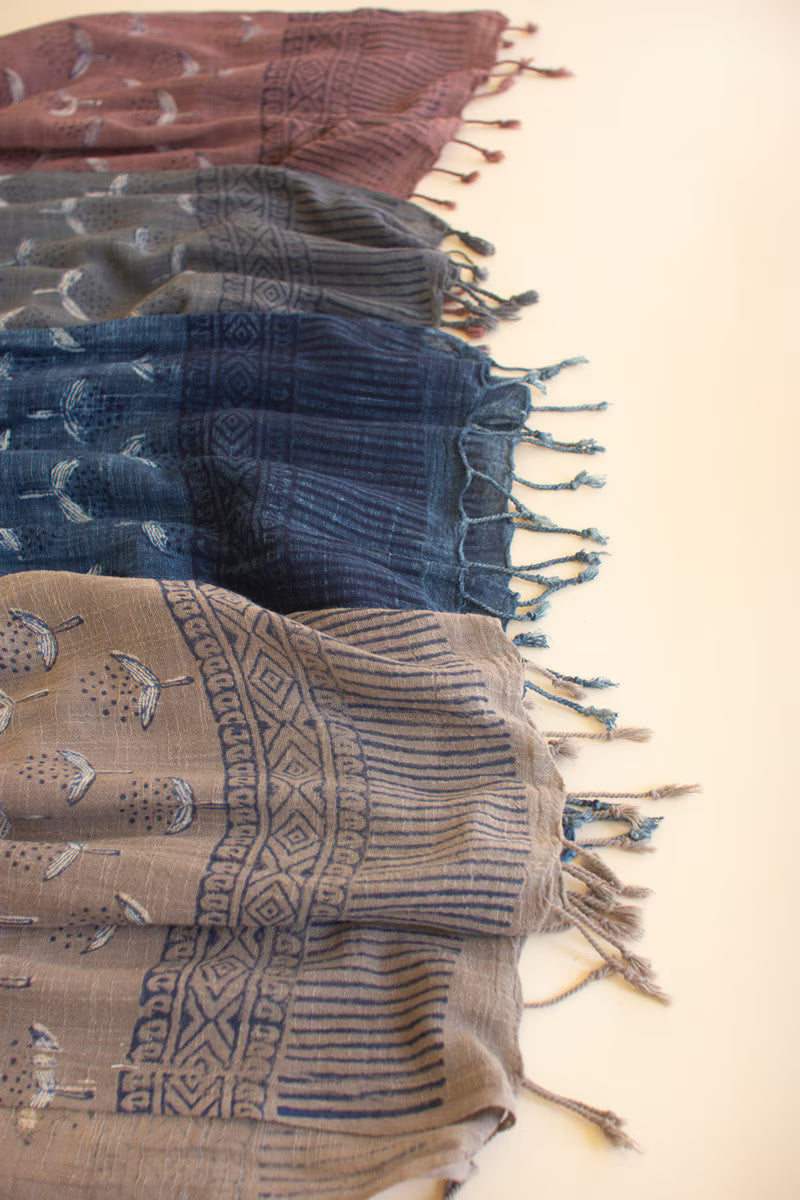 Set of 4 Block-Printed Scarves