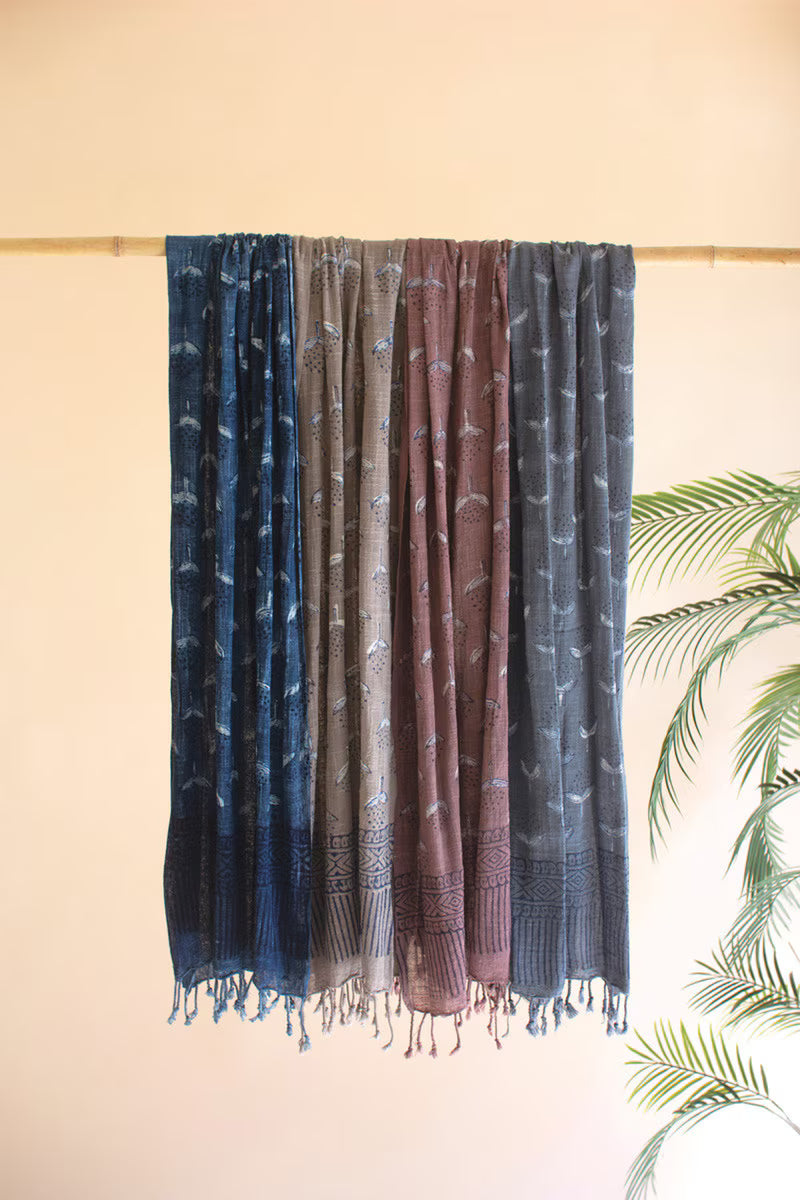 Set of 4 Block-Printed Scarves